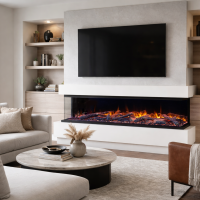 Lumaforest orange flame electric fireplace mirrored back